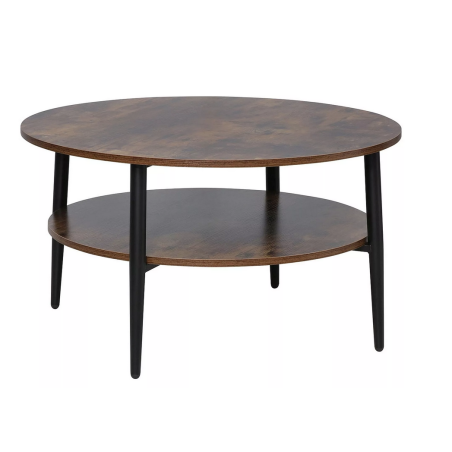 Table basse ronde "Ella A" - Marron/Noir - D 80 x H 45 cm