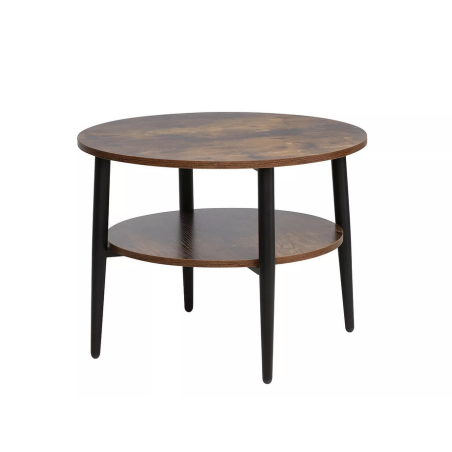 Table basse ronde "Ella B" - Marron/Noir - D 60 x H 45 cm