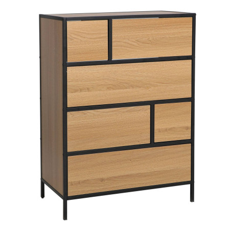 Commode "Geo K6" - Marron clair/Noir - L 70 x H 96 cm