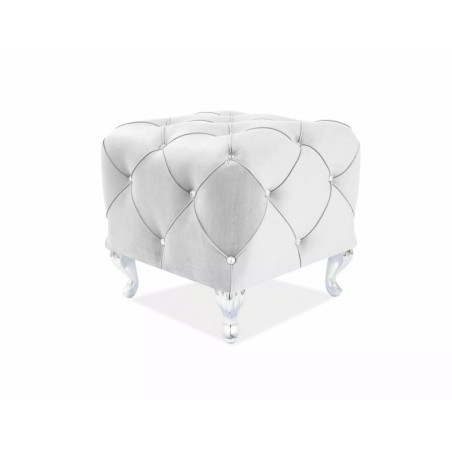 Pouf en velours "Hestia K" - Velvet - Gris - L 50 x H 46 cm