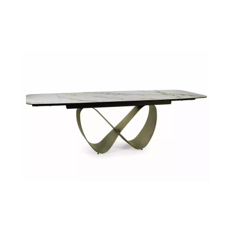 Table à manger extensible "Infinity Ceramic" - Blanc/Marron - L 160(240) x l 95 cm