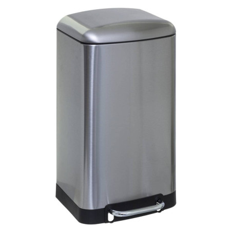 Poubelle de Cuisine à Pédale 30L | Seau Intérieur Amovible, Fermeture Douce et Silencieuse, Solide | Argenté Inox