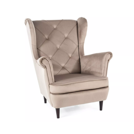 Fauteuil en velours "Lady" - Velvet - Beige - l 82 x H 101 cm