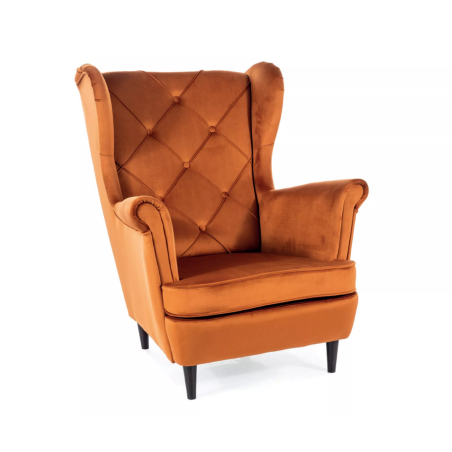 Fauteuil en velours "Lady" - Velvet - Orange - l 82 x H 101 cm