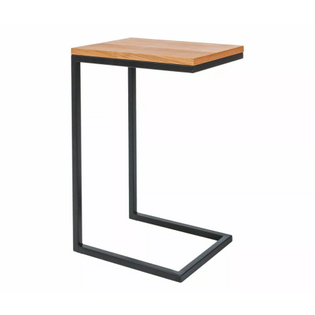 Table d'appoint "Largo C" en bois imitation chêne - Marron/Noir - H 60 x L 40 x P 30 cm