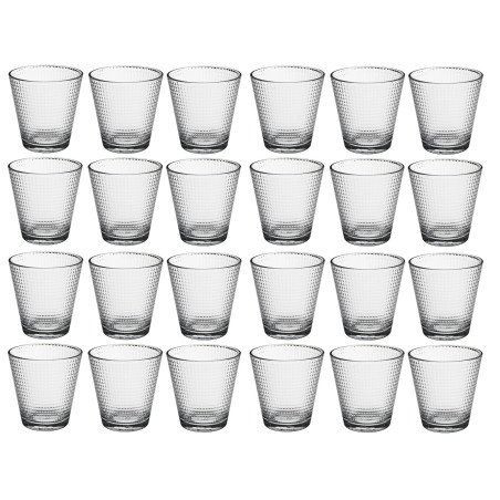 Lots de 24 gobelets en verres 25 cl | Verres à eau martelés petits points| Fabrication Française | Empilables | Tous usages