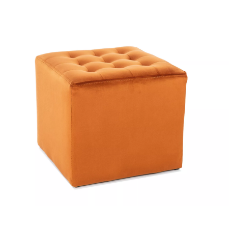 Pouf en velours "Lori" - Velvet - Orange - l 39 x H 34 cm