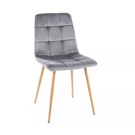Chaise en velours "Mila D" - Velvet - Gris - l 45 x H 86 cm