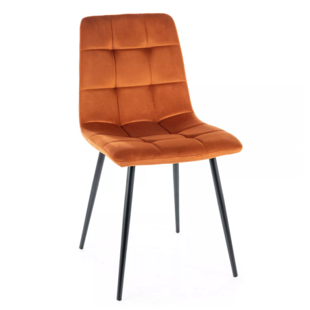 Chaise en velours "Mila" - Velvet - Orange - l 45 x h 86 cm