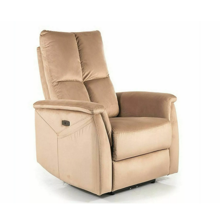 Fauteuil extensible à fonction massage en velours "Neptun M" - Beige - l 76 x H 96 cm