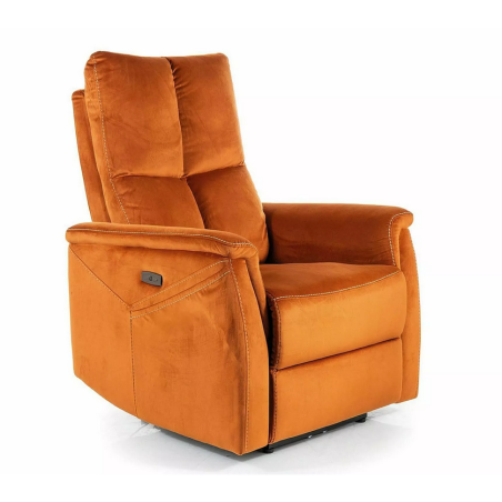 Fauteuil extensible à fonction massage en velours "Neptun M" - Orange - l 76 x H 96 cm