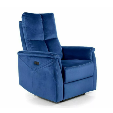 Fauteuil extensible à fonction massage en velours "Neptun M" - Bleu - l 76 x H 96 cm