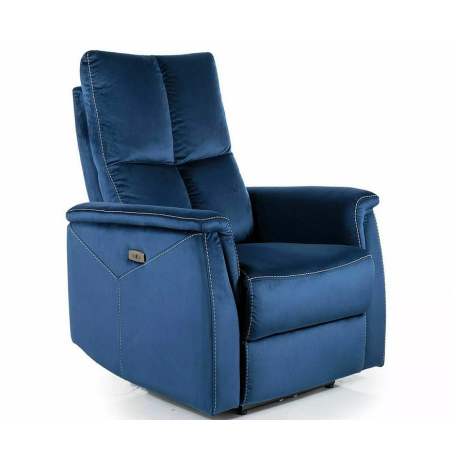 Fauteuil extensible en velours "Neptun" - Velvet - Bleu - l 76 x H 96 cm