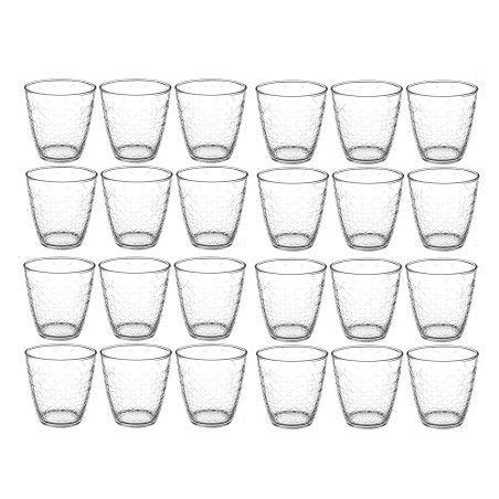 Lots de 24 gobelets en verres 25 cl | Verres à eau décorés rosaces | Fabrication Française | Empilables | Tous usages