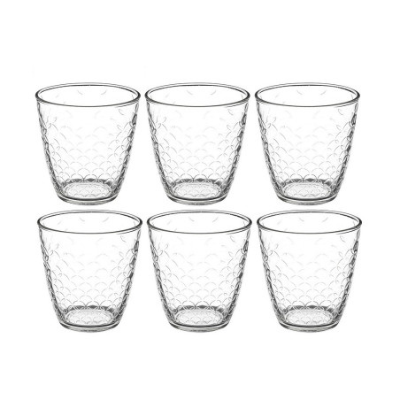 Lots de 6 gobelets en verres 25 cl | Verres à eau décorés rosaces | Fabrication Française | Empilables | Tous usages