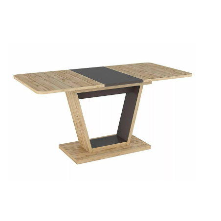 Table à manger "Nigel" - Marron clair/Noir - L 120(160) x H 76 cm