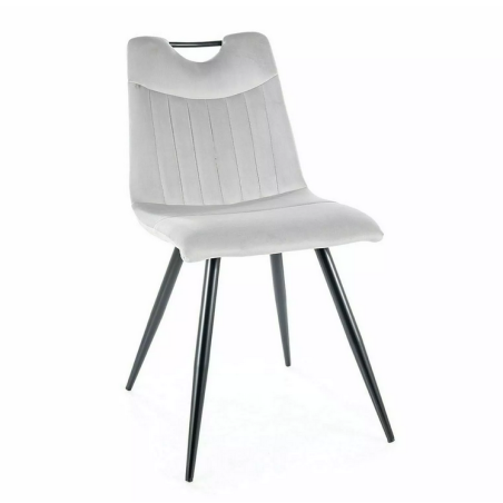 Chaise en velours "Orfe" - Velvet - Gris clair - l 49 x H 86 cm