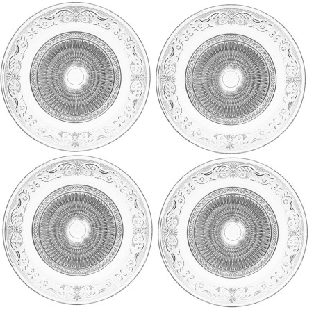 Lot de 4 assiettes plates Renaissance - D 29 cm - Verre décoré
