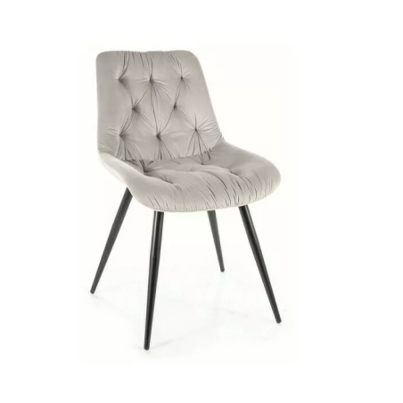 Chaise en velours "Praga" - Velvet - Gris - l 49 x H 84 cm