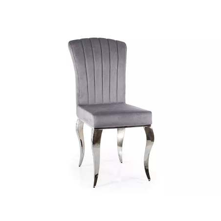 Chaise en velours "Prince" - Velvet - Gris/Argenté - l 48 x H 100 cm