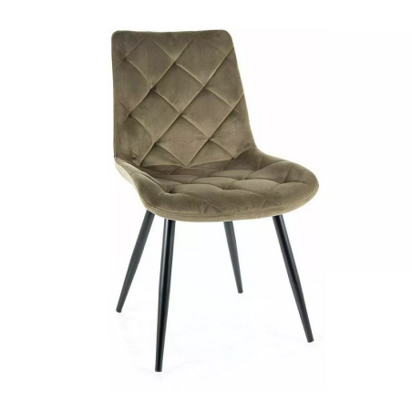 Chaise en velours "Ralph" - Velvet - Vert olive - l 51 x H 88 cm