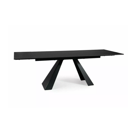 Table à manger extensible effet marbre "Salvadore" - Ceramic - Noir mat - L 160-240 x l 90 cm