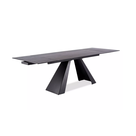 Table à manger extensible "Salvadore" - Ceramic - Gris/Noir mat - L 180-260 x l 90 cm