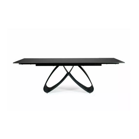 Table à manger extensible effet marbre "Samanta" - Ceramic - Noir/Noir mat- L 160-240 x l 90 cm