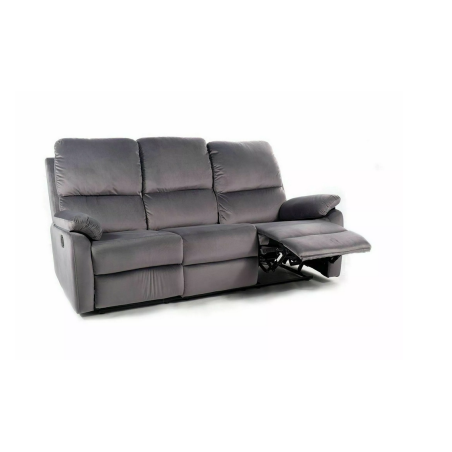 Canapé 3 places inclinable "Spencer 3" - Velvet - Gris - L 193 x H 101 cm