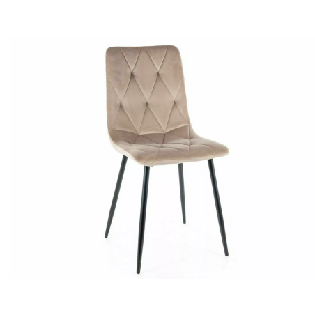 Chaise en velours "Tom" - Velvet - Beige - l 45 x H 91 cm