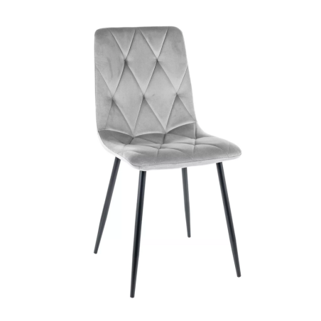 Chaise en velours "Tom" - Velvet - Gris clair - l 45 x H 91 cm