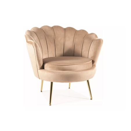 Fauteuil en velours "Camellia 1" - Velvet - Beige/Doré - L 81 x H 77 cm