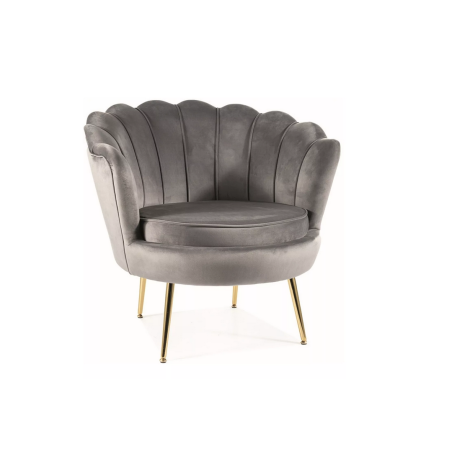 Fauteuil en velours "Camellia 1" - Velvet - Gris/Doré - L 81 x H 77 cm