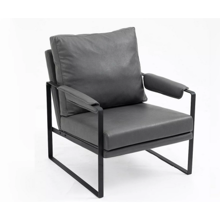 Fauteuil en cuir "Focus" - Gris - l 70 x H 80 cm