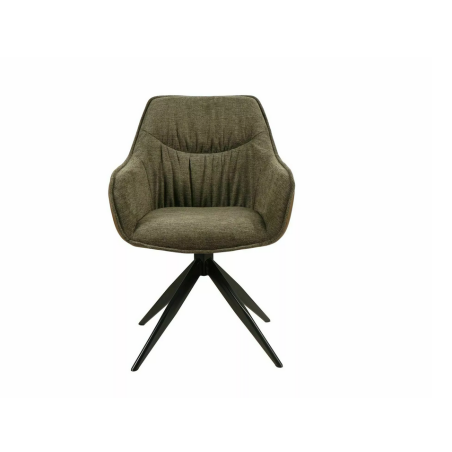 Chaise en tissu et cuir "Sempre" - Vert Olive - l 58 x H 83 cm