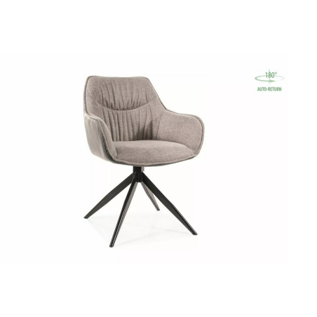 Chaise en tissu et cuir "Sempre" - Gris - l 58 x H 83 cm