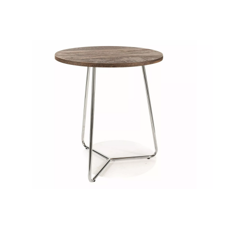 Table basse ronde en bois "Alta B" - Marron/Argenté - D 45 x H 50 cm
