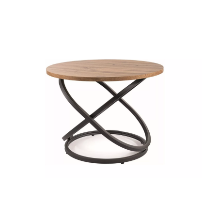 Table basse "Eos D" - Marron chêne /Noir - D 60 x H 45 cm
