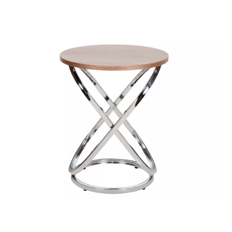 Table basse "Eos E" - Marron noyer/Argenté - D 45 x H 55 cm