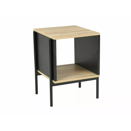Table basse carrée "Karina B" - Marron chêne/Noir mat - L 40 x l 40 x H 51 cm
