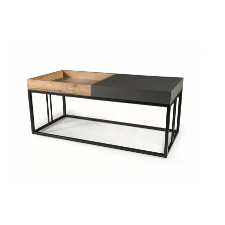 Table basse "Lunaria" - Marron chêne artisan/Gris anthracite - L 110 x l 50 x H 47 cm