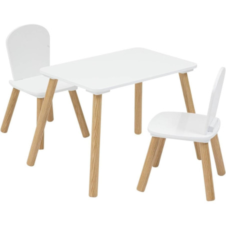 Ensemble de table et chaises pour enfant - Blanc - 58 x 38 cm x H 43 cm