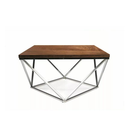 Table basse "Silver A" - Marron noyer/Argenté - L 80 x l 80 cm