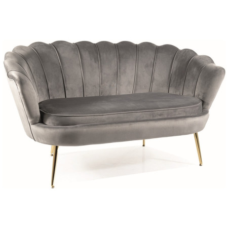 Canapé 2 places en velours "Camellia 2" - Gris/Doré - L 135 x H 77 cm