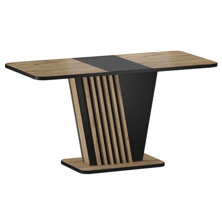 Table à manger extensible "Nevio" - Marron chêne artisan/Noir - L 125(170) x l 75 cm