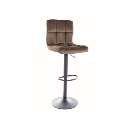 Tabouret de bar en velours "C105" - Marron/Noir - l 42 x H 96 cm