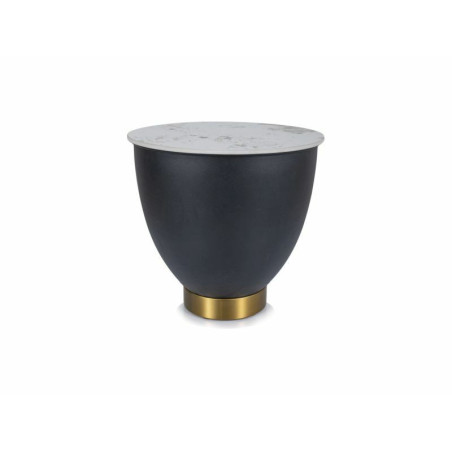 Table basse ronde "Cyprus B" - Blanc/Noir - D 48 x H 45 cm