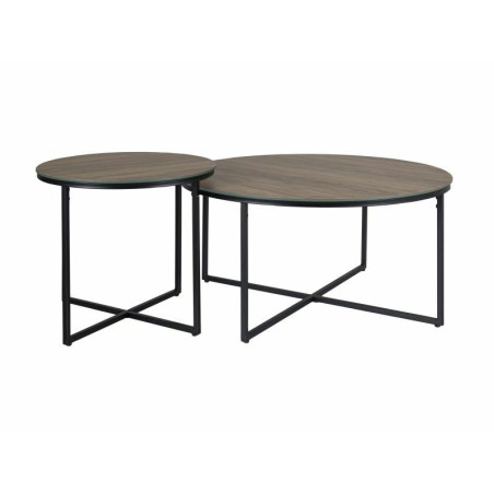 Set de 2 tables basse "Palermo I" - Marron/Noir - D 80 x H 40 cm