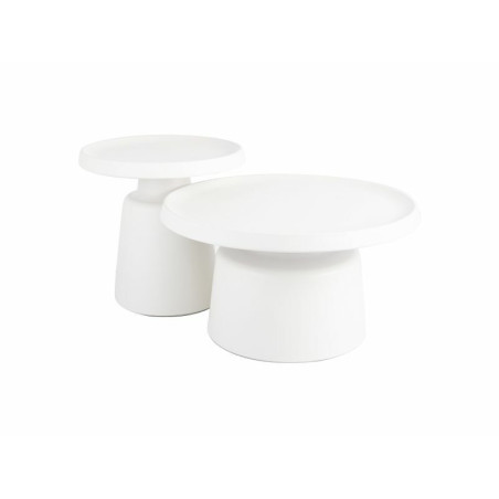 Set de 2 tables basse ronde "Rodos" - Blanc - D 70 x H 40 cm