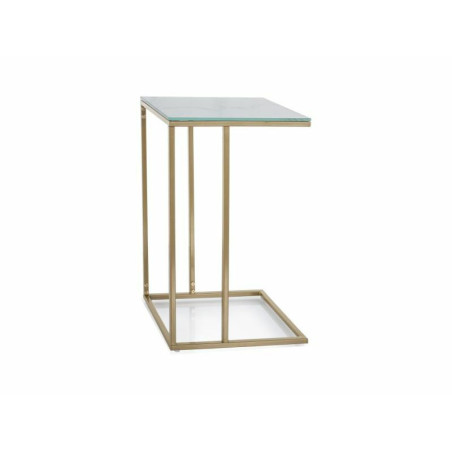 Table basse effet marbre "Symphony G" - Blanc/Dorée - L 40 x H 61 x l 30 cm